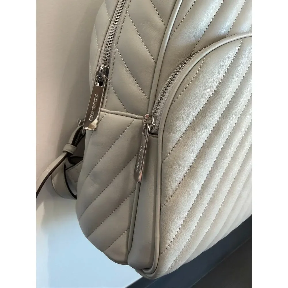 Michael Kors Abbey Medium Quilted Leather Backpack Grey